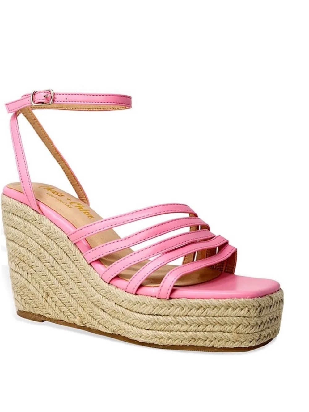NWT Chase +Chloe Pink  Platform Wedge Espadrille Size 9